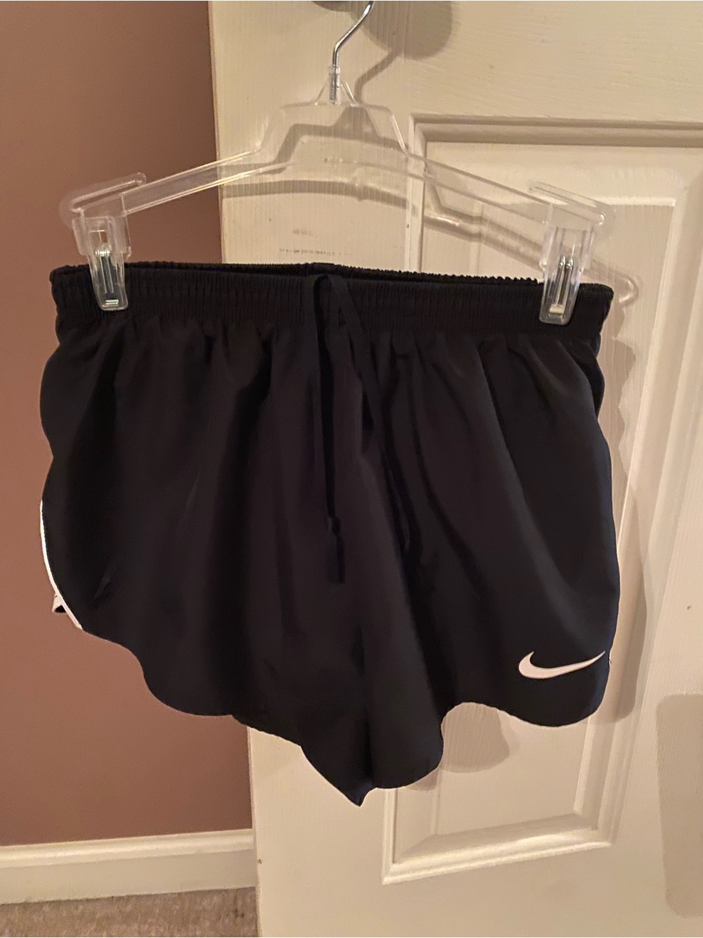 Nike Women's Black Athletic Shorts with White Swoosh